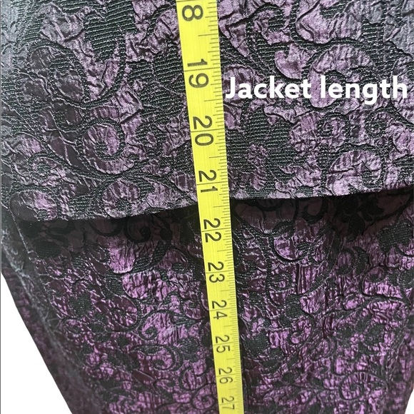 Jessica Howard Deep Plum Dress with Black Lace Overlay and Ruffled Sleeves - Picture 3 of 6